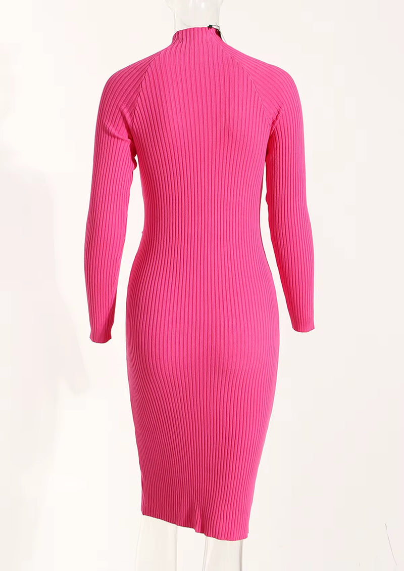 “TWIST & TURN” KNIT MIDI DRESS