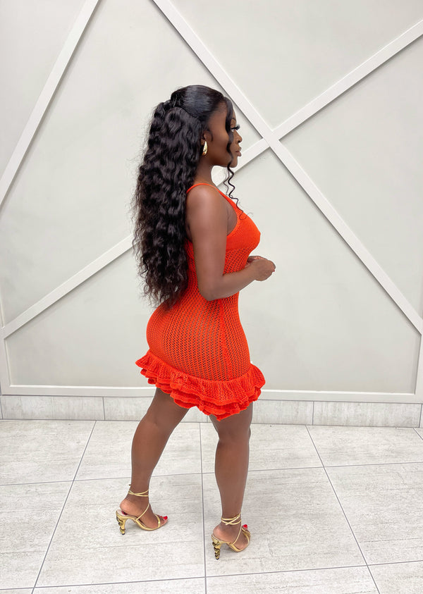 “DEMI” KNIT DRESS (ORANGE/RED)