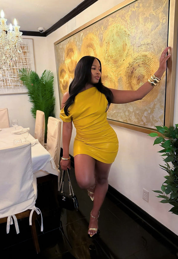 “LUXIE” FAUX LEATHER DRESS