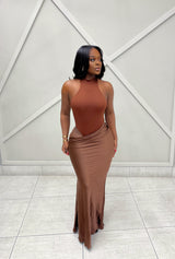 “MELA” MAXI DRESS- BROWN