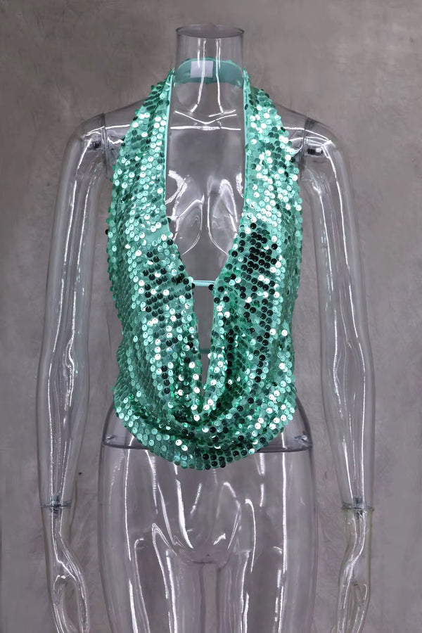 “Allure” Sequin Halter Top