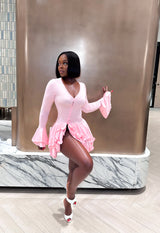 “JANELLE” RUFFLE MINI DRESS-PINK (S-XL)