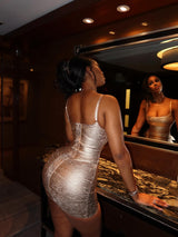 “LYIA” GOLD BANDAGE MINI DRESS