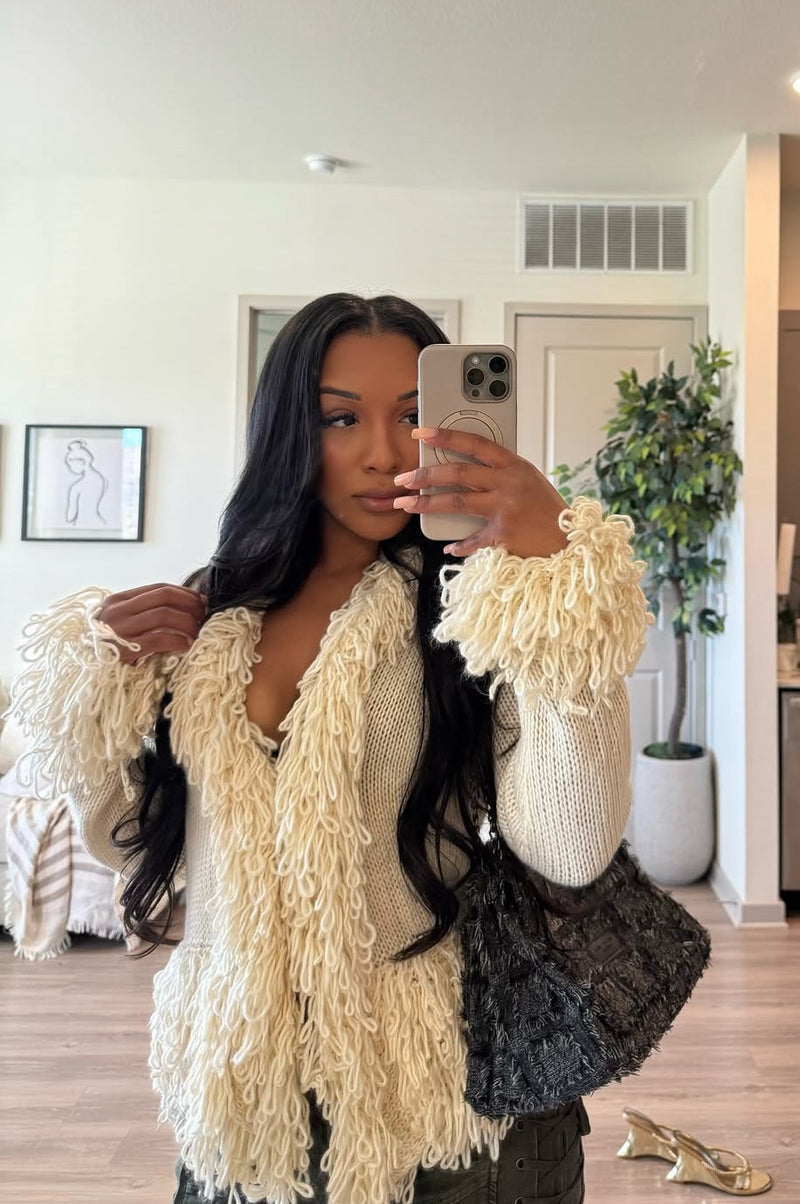 “LUXE” FRINGE KNIT CARDIGAN
