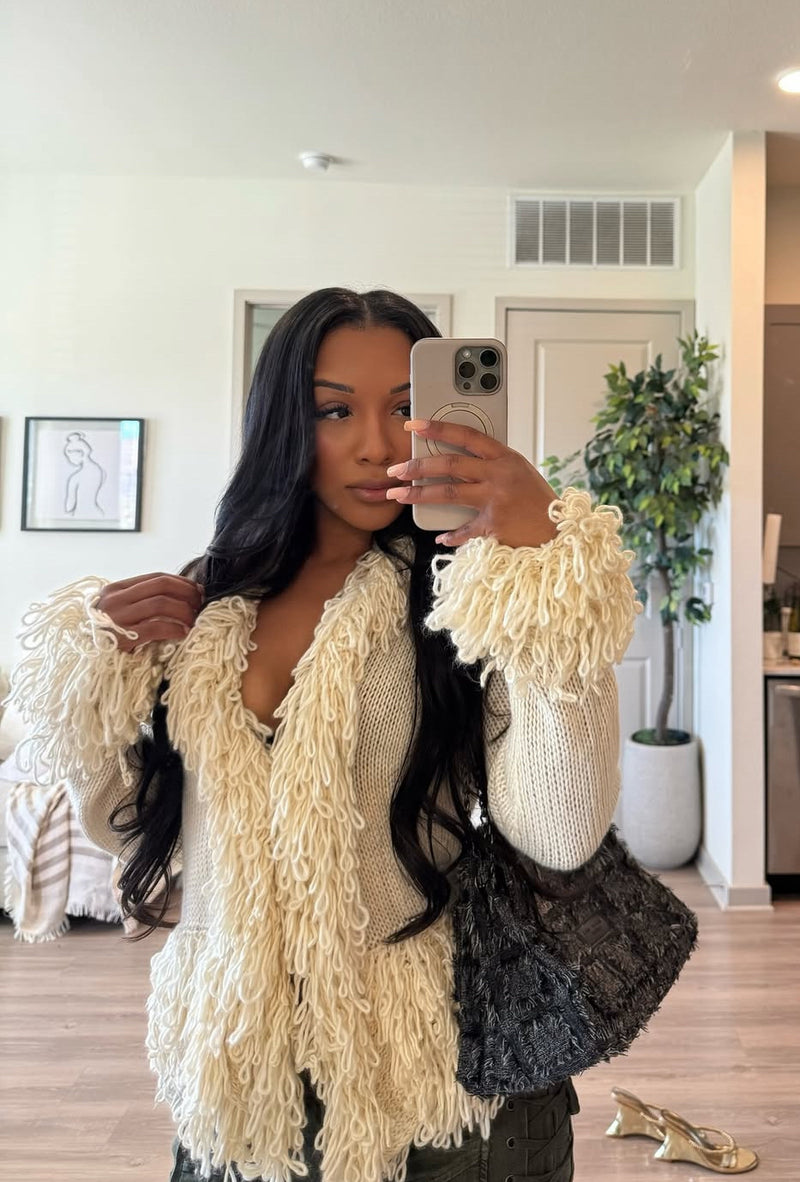 “LUXE” FRINGE KNIT CARDIGAN