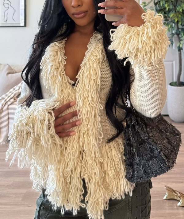 “LUXE” FRINGE KNIT CARDIGAN