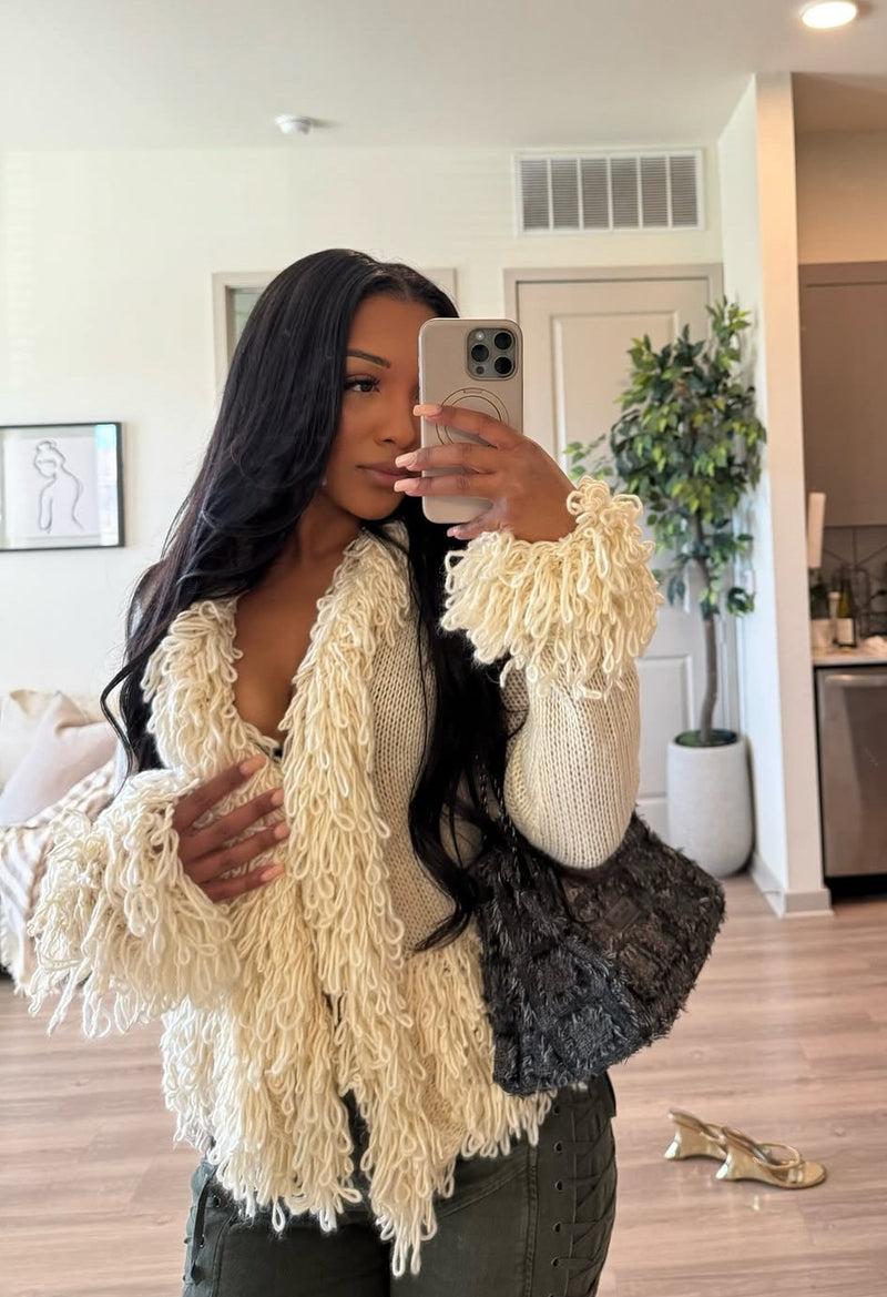 “LUXE” FRINGE KNIT CARDIGAN
