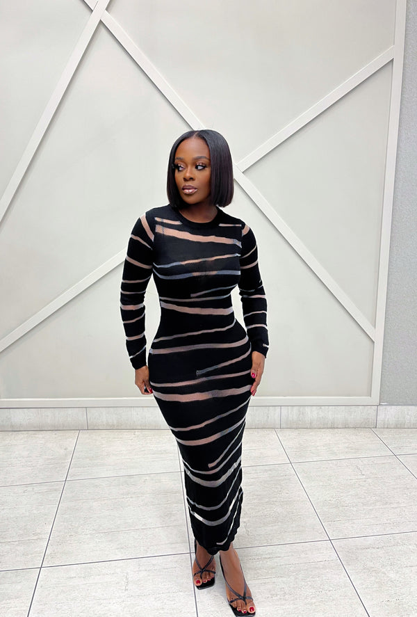 “CARLA” ILLUSION KNIT DRESS