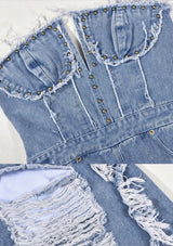 “HEIDI” DENIM CORSET JUMPSUIT