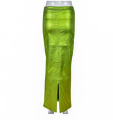 “GREEN ENVY” METALLIC SKIRT (S-XL)