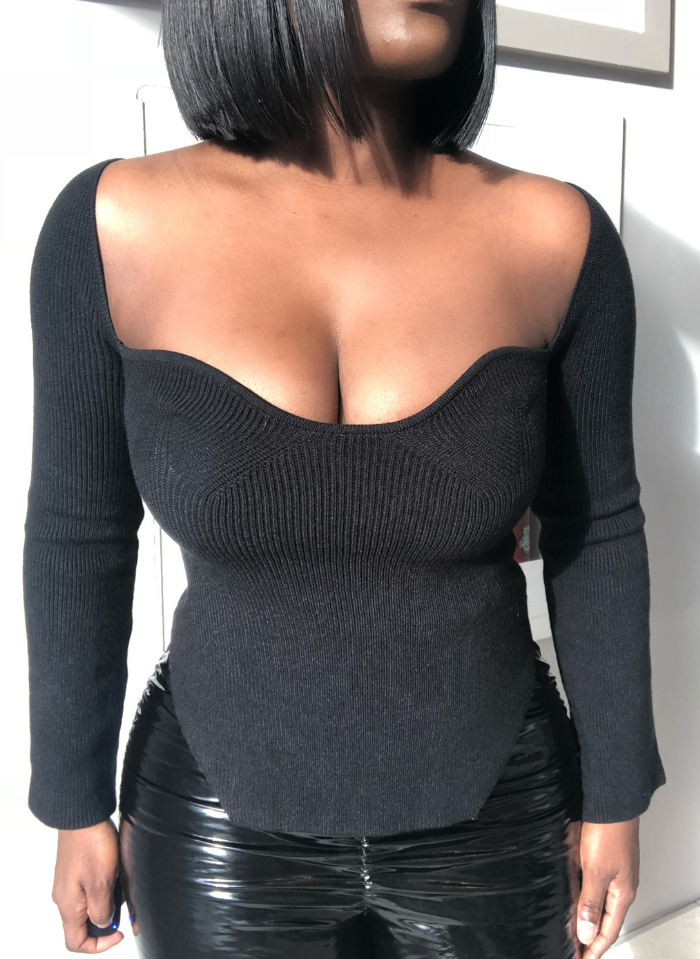 ASHELY SWEATER TOP -BLACK (S-XL)