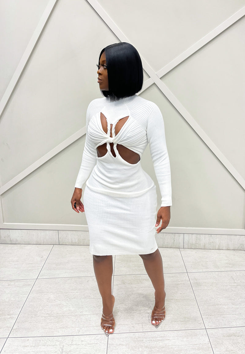 “TWIST & TURN” KNIT MIDI DRESS