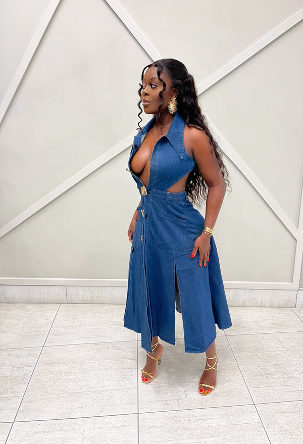 “GROWN & S3XY” DENIM DRESS