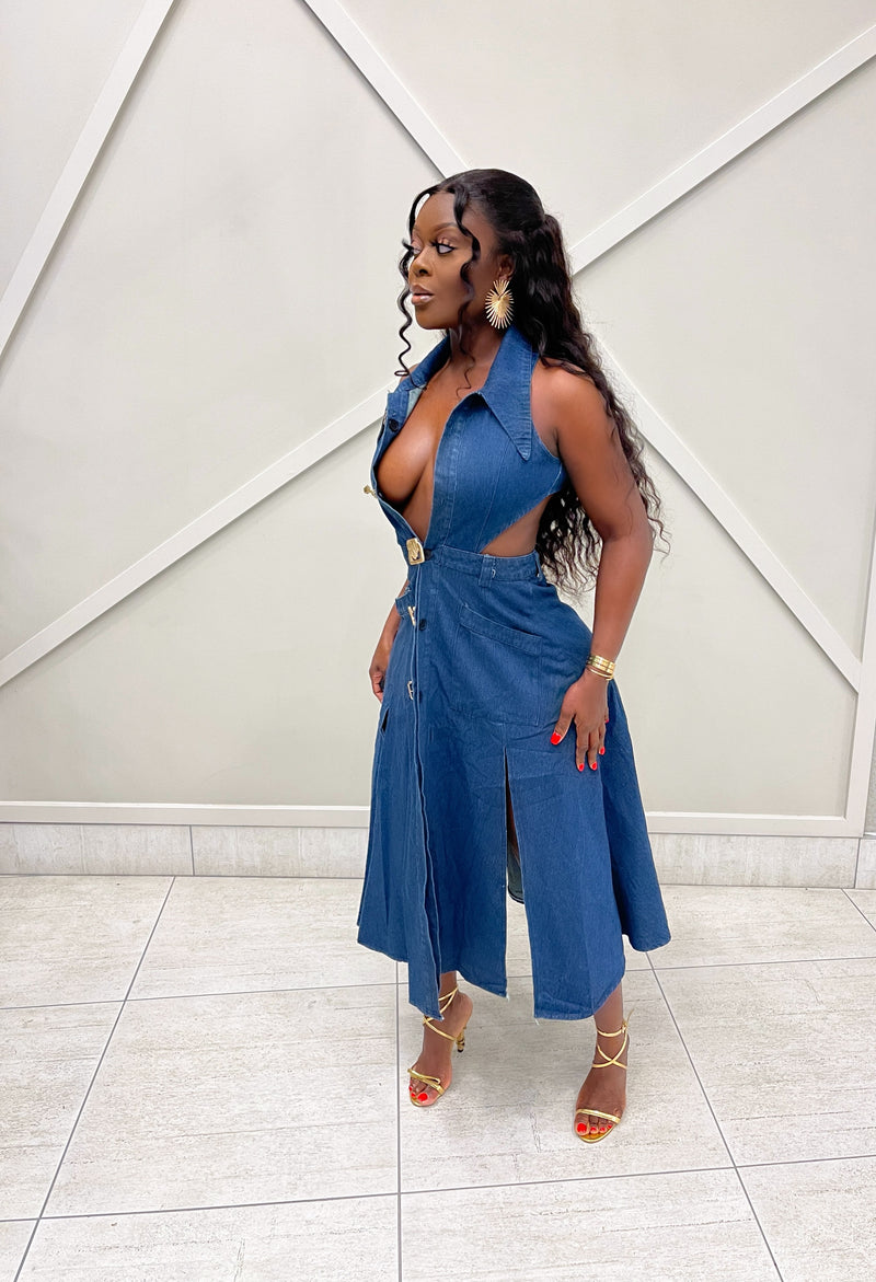 “GROWN & S3XY” DENIM DRESS