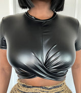 “ALLIA” LEATHER TOP