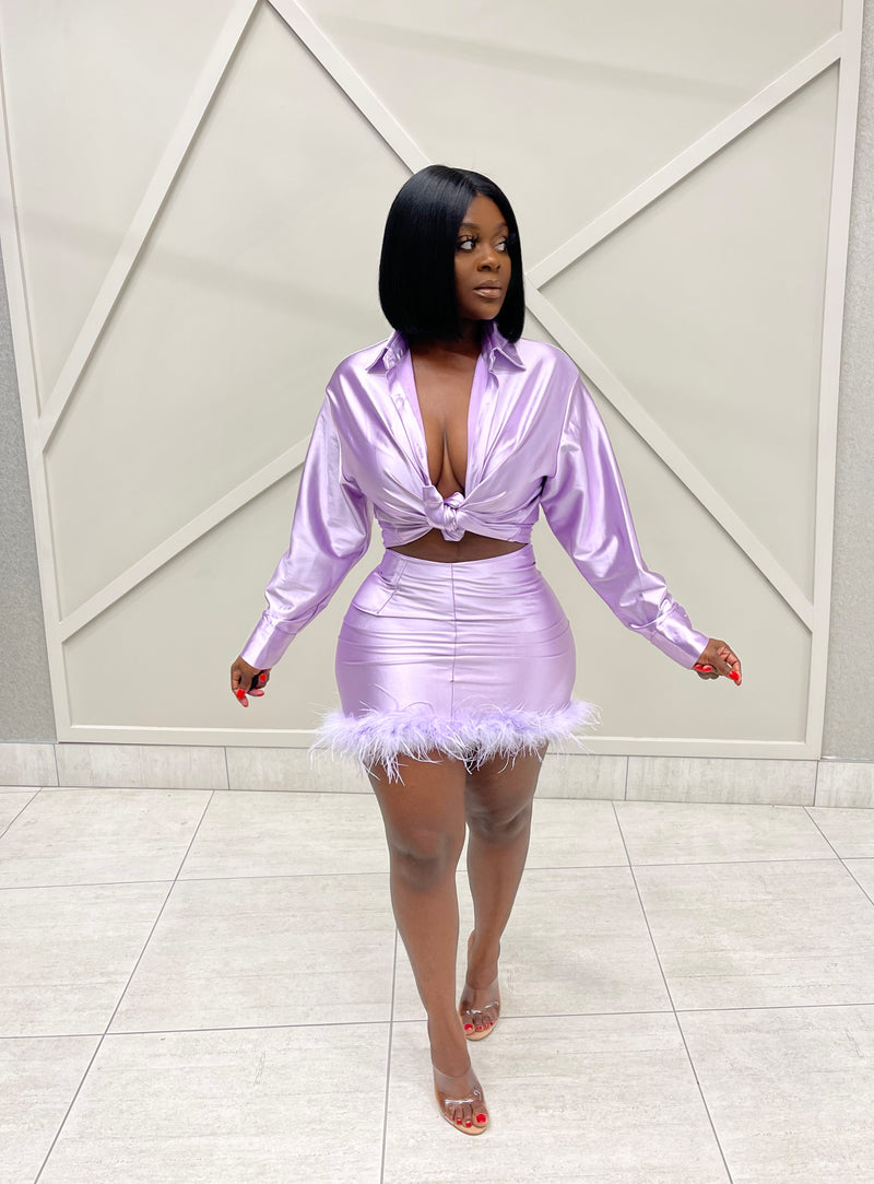 “LAVENDER” SATIN SKIRT SET