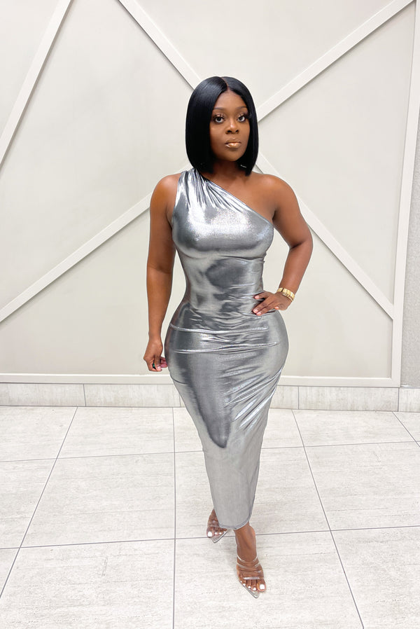 “ALLURE” SHOULDER MAXI  DRESS