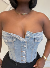 “VIAA” DENIM CORSET TOP