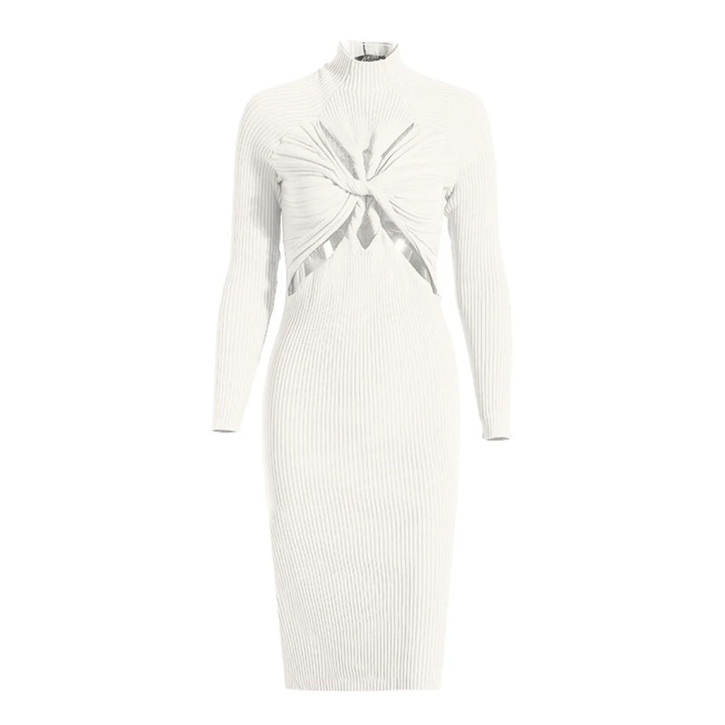 “TWIST & TURN” KNIT MIDI DRESS